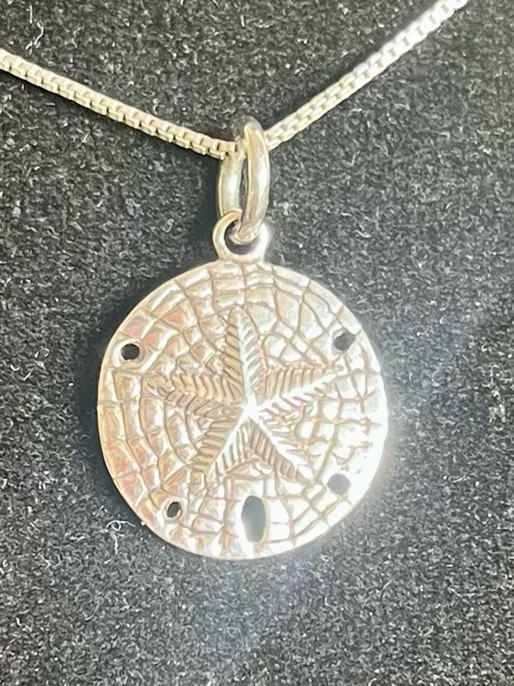 Vintage Silver Sand dollar pendant necklace